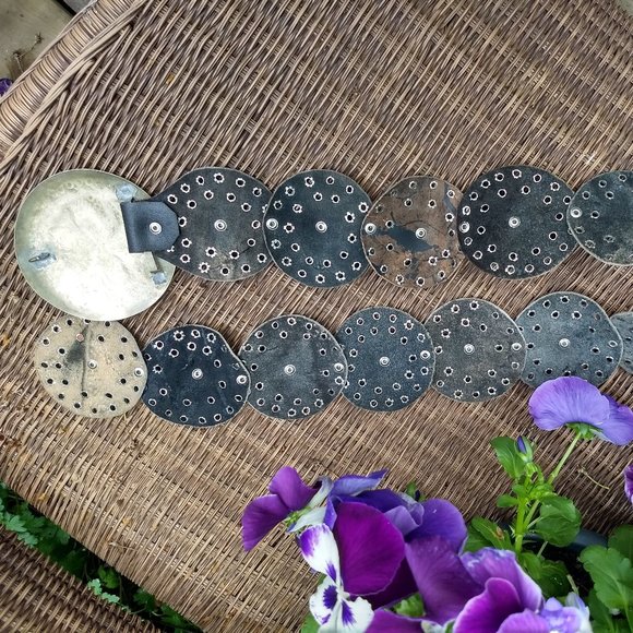 vintage 80s sterling silver boho black leather belt 🎈HOST PICK🎈 - Picture 7 of 10